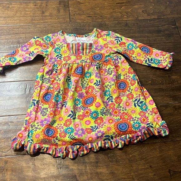 Hanna Andersson Rainbow Floral Long Sleeve Cotton Dress, size 18-24 months - Picture 1 of 8